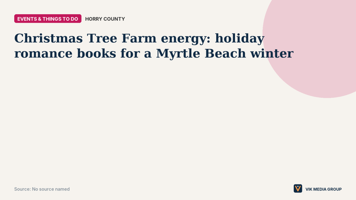 Holiday guide card highlighting the number three, for three romance books suited to a Myrtle Beach winter reading list.